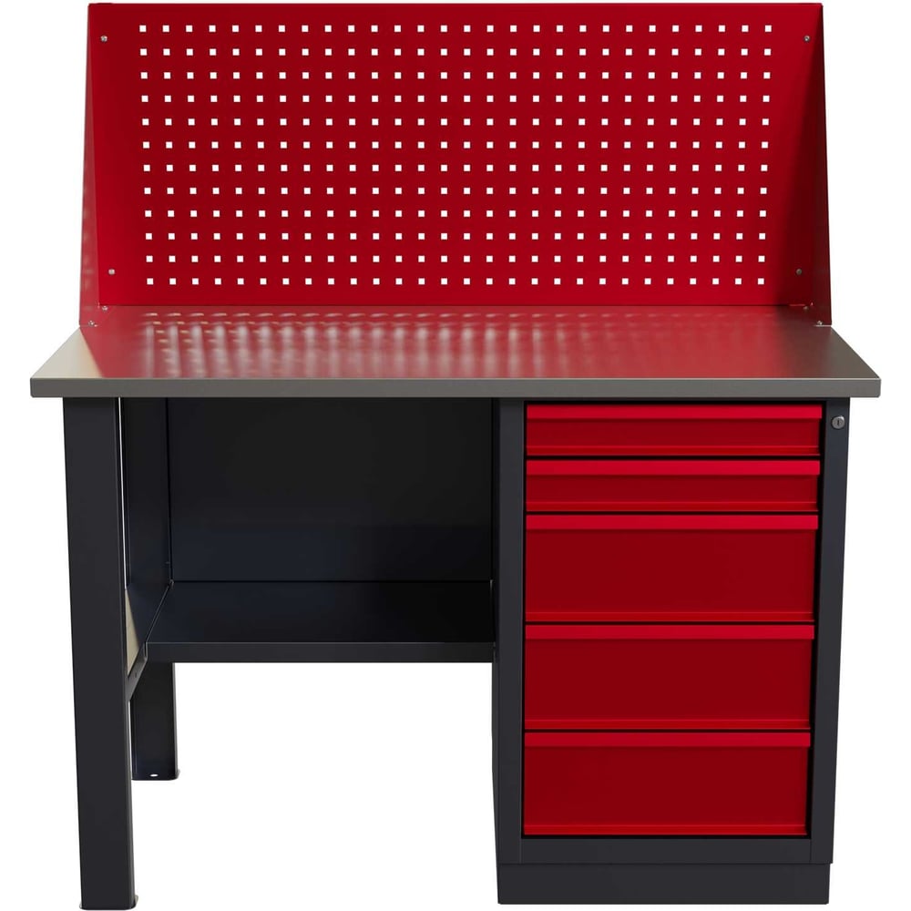 Изображение товара Слесарный однотумбовый верстак IRONMEBEL worky wk-5 1200 с экраном профессиональный