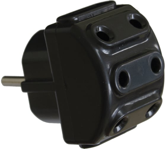 Изображение товара Разветвитель AY-KA 5 гнезд, 10А, 250В, без заземления, черный 7914300