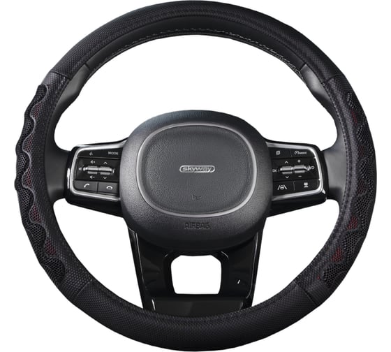 Изображение товара Оплетка SKYWAY Racer-2 M, черно-красная, экокожа S01102416