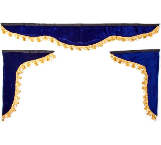 Изображение товара Ламбрекен лобового стекла со шторками SKYWAY 140см/46х60см, синий S01203008