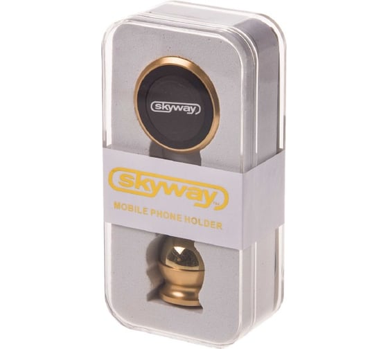 Изображение товара Держатель телефона SKYWAY магнитный, на панель, металл, круглый, золотой S00303006