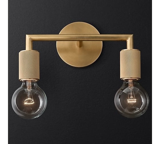 Изображение товара Бра IMPERIUMLOFT RH Utilitaire Double Sconce Brass 123264-22