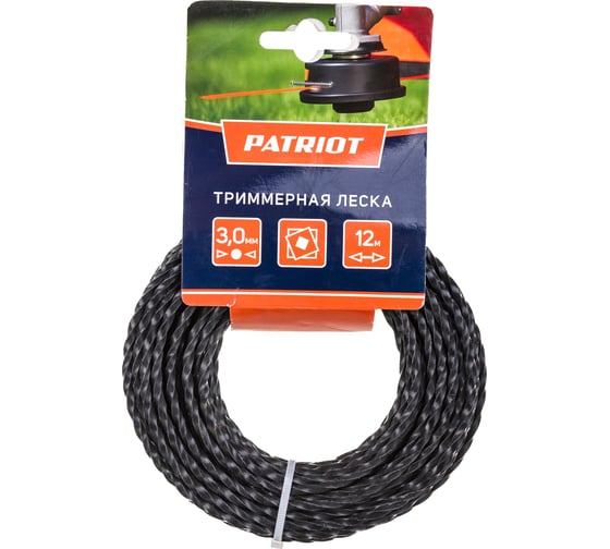 Изображение товара Леска для триммера (3.0 мм; 12 м; скрученный квадрат) PATRIOT 300-12-5 805205126
