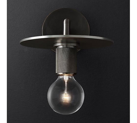 Изображение товара Бра IMPERIUMLOFT RH Utilitaire Knurled Disk Shade Sconce Black 123281-22