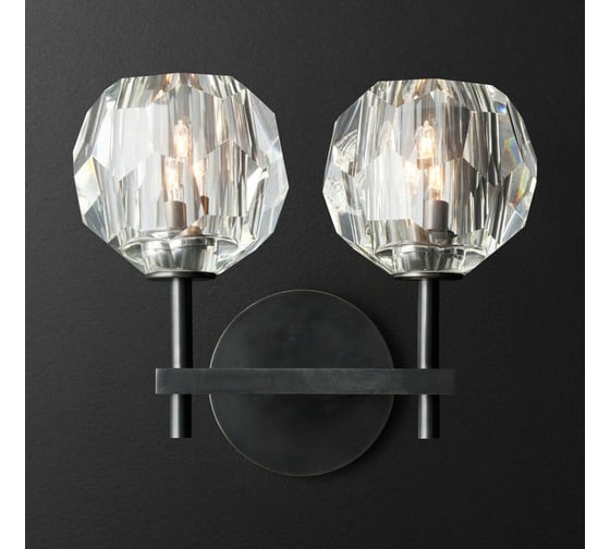Изображение товара Бра IMPERIUMLOFT RH Boule de Cristal Double Sconce Brass Черный 178385-22
