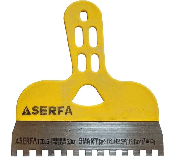 Изображение товара Шпатель Serfa зубчатый с пластиковой ручкой 20 см 8x8 914