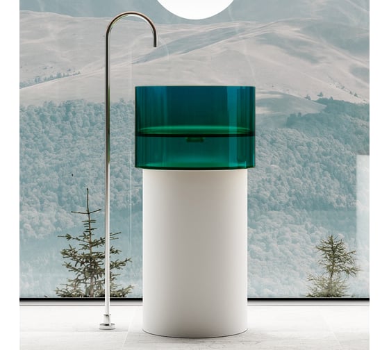 Изображение товара Отдельностоящая прозрачная раковина ABBER Kristall белый/бирюзовый AT2701White-Aquamarin