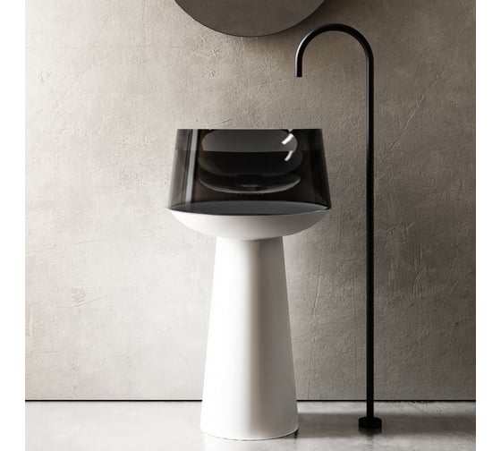 Изображение товара Отдельностоящая прозрачная раковина ABBER Kristall белый/черный AT2706White-Onyx