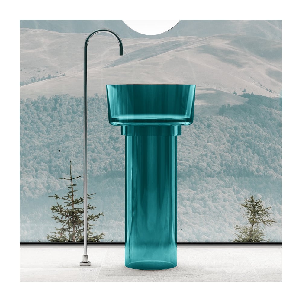 Изображение товара Отдельностоящая прозрачная раковина ABBER Kristall бирюзовая AT2702Aquamarin-H