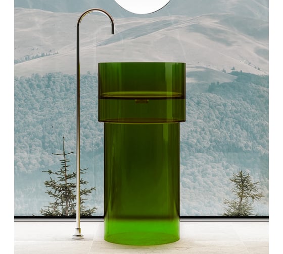 Изображение товара Отдельностоящая прозрачная раковина ABBER Kristall зеленая AT2701Emerald