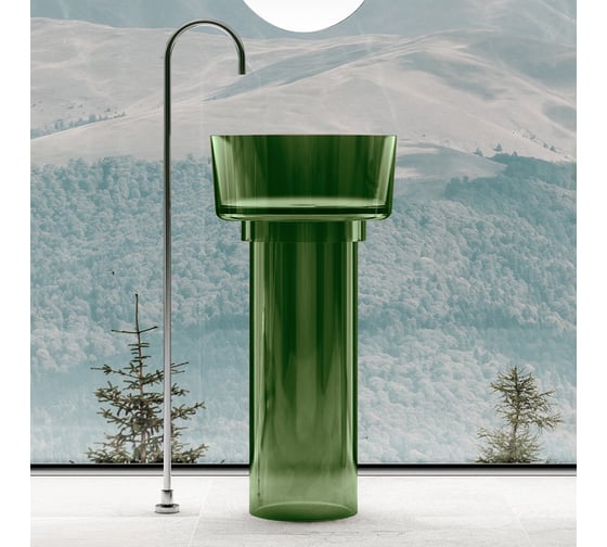 Изображение товара Отдельностоящая прозрачная раковина ABBER Kristall зеленая AT2702Emerald-H