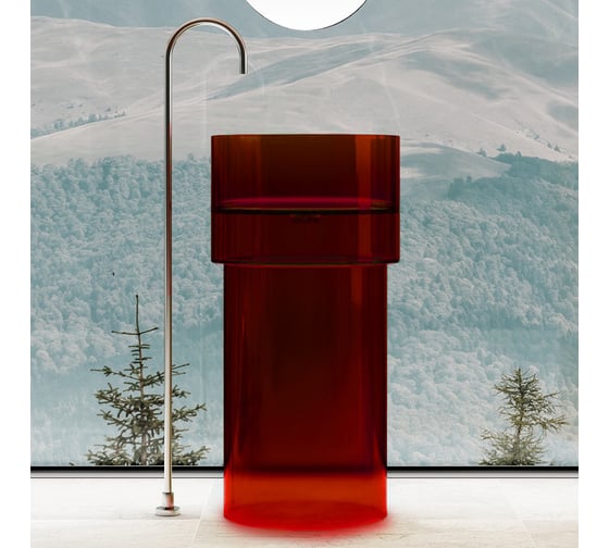 Изображение товара Отдельностоящая прозрачная раковина ABBER Kristall красная AT2701Rubin-H