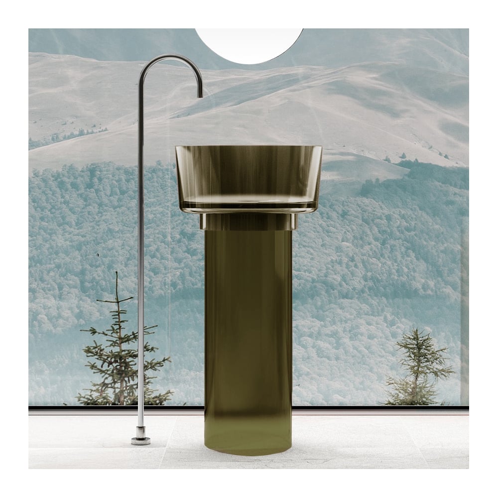 Изображение товара Отдельностоящая прозрачная раковина ABBER Kristall оливковая AT2702Vesuvian-H