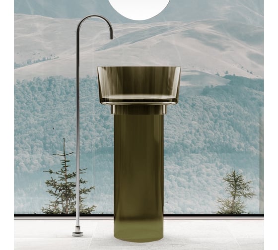 Изображение товара Отдельностоящая прозрачная раковина ABBER Kristall оливковая AT2702Vesuvian-H