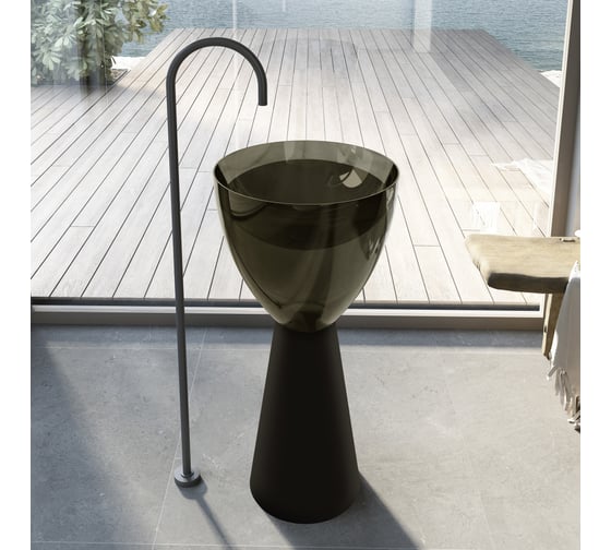 Изображение товара Отдельностоящая прозрачная раковина ABBER Kristall черный/оливковый AT2703Black-Vesuvian