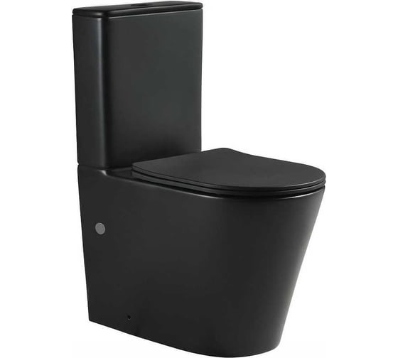 Изображение товара Напольный безободковый унитаз Santi Line система смыва Tornado, арматура GEBERIT, черный матовый SL-5026MB