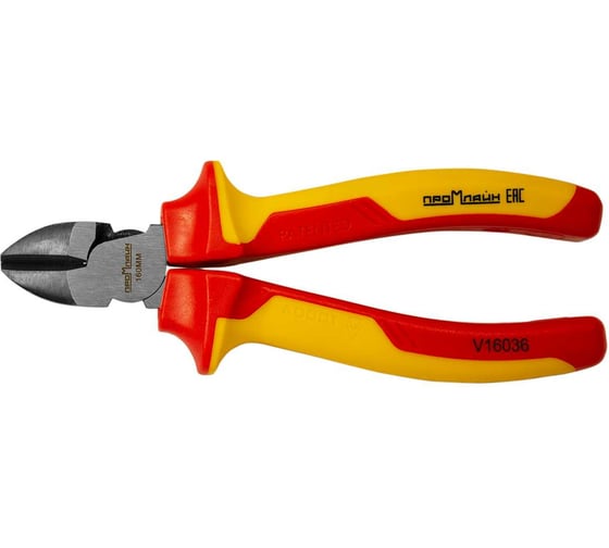 Изображение товара Кусачки Промлайн боковые диэлектр.160мм, cr-v до 1000в с двухкомпонентными рукоятками ПЛ0210301160_023