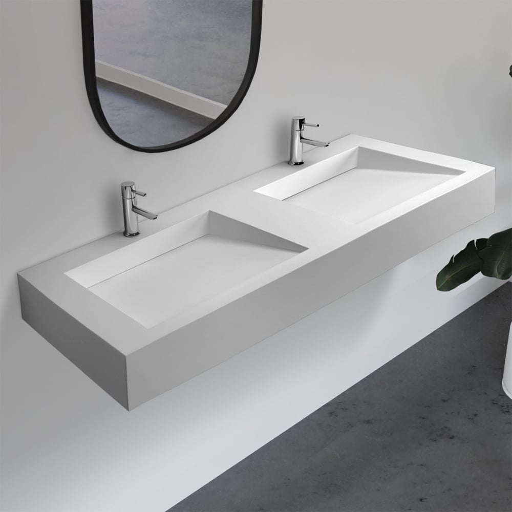 Изображение товара Подвесная раковина ABBER Stein двойная белая матовая AS2643-1.5