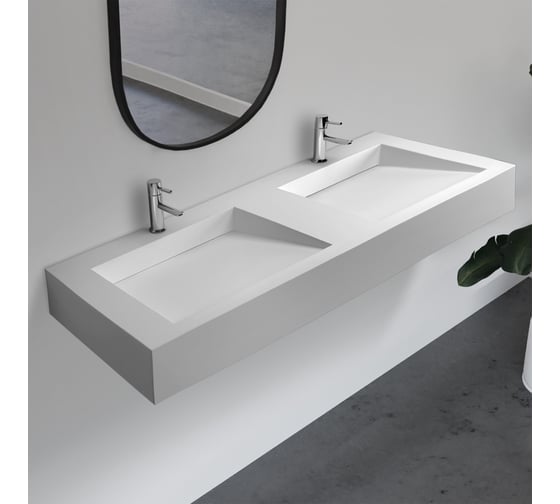 Изображение товара Подвесная раковина ABBER Stein двойная, белая матовая AS2643-1.5