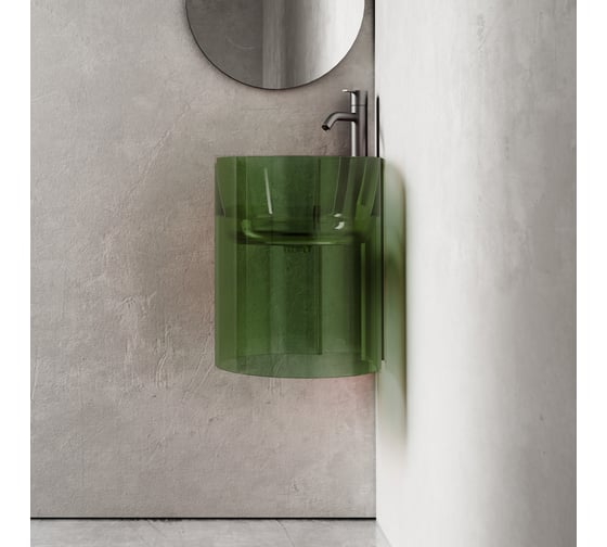Изображение товара Подвесная прозрачная угловая раковина ABBER Kristall зеленая AT2705Emerald