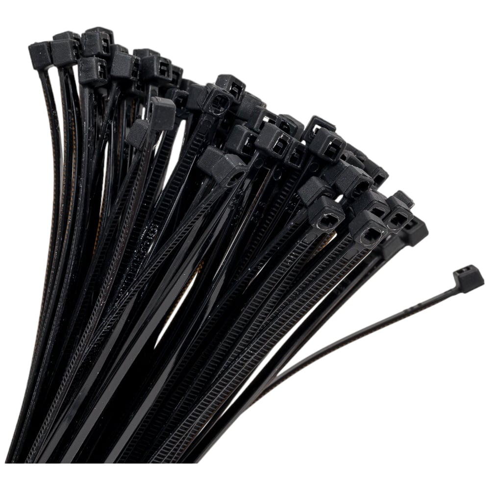 Изображение товара Нейлоновый хомут-стяжка СВК 2,5x150 мм черный 100 шт надежное крепление кабелей