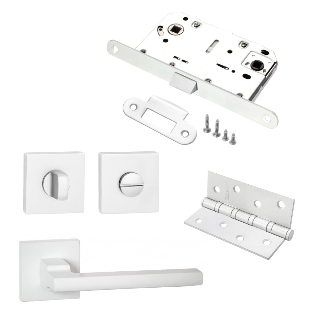 Изображение товара Комплект для межкомнатной двери PAULINIDOR 514-03, защелка и петли, белый