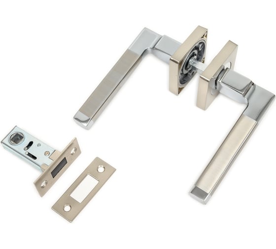 Изображение товара Комплект для межкомнатной двери PAULINIDOR ручки 514-02, защелка магнитная 5-50, никель матовый 514-025-50SN