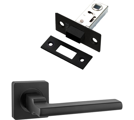 Изображение товара Комплект для межкомнатной двери PAULINIDOR ручки 514-02, защелка магнитная 5-50, черный 514-035-50BL