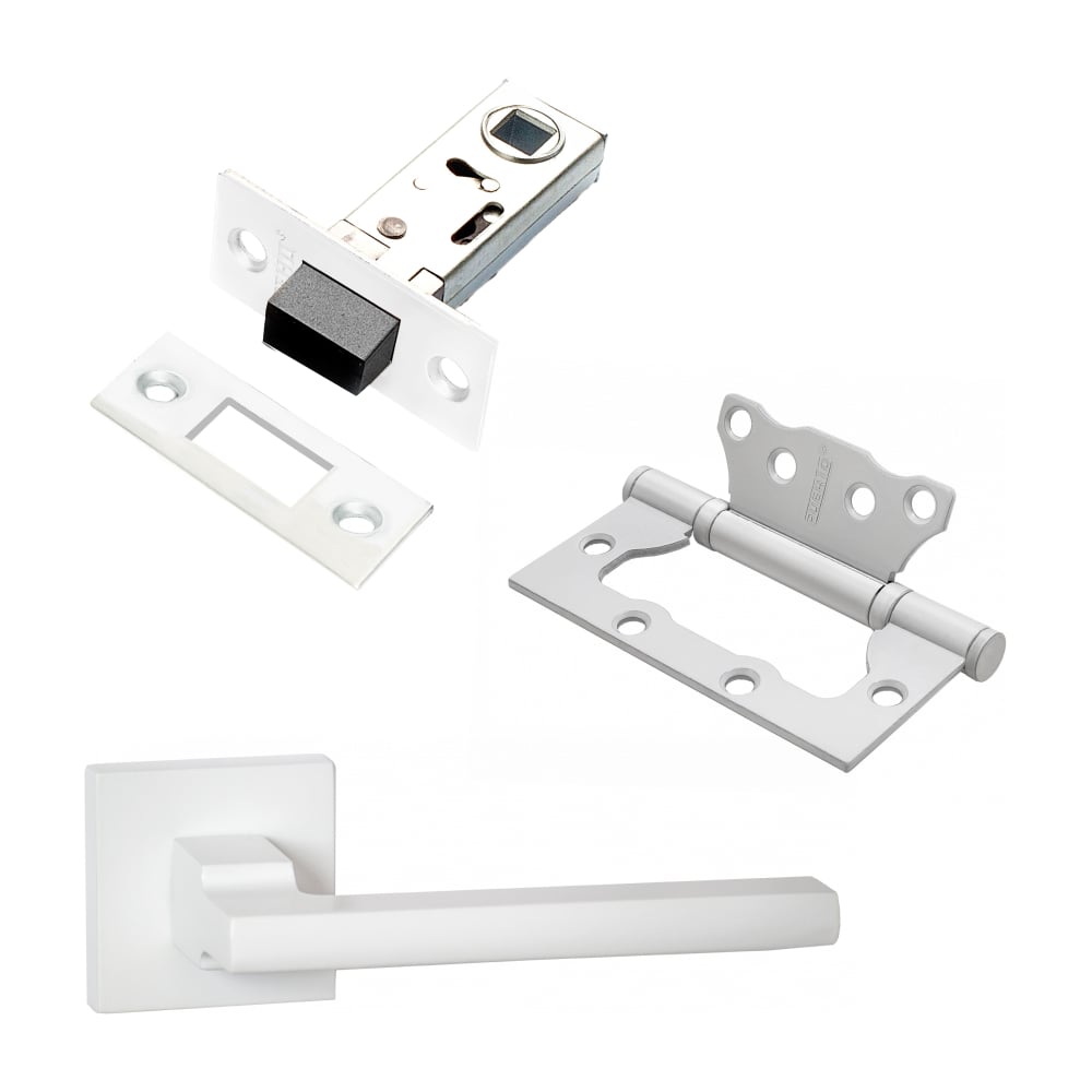 Изображение товара Комплект для межкомнатной двери PAULINIDOR 514-03 ручки защелка петли белый