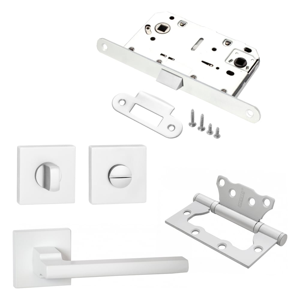 Изображение товара Комплект для межкомнатной двери PAULINIDOR ручки 514-03 защелка 96 PL завертка AL 03 петли 2 шт бел