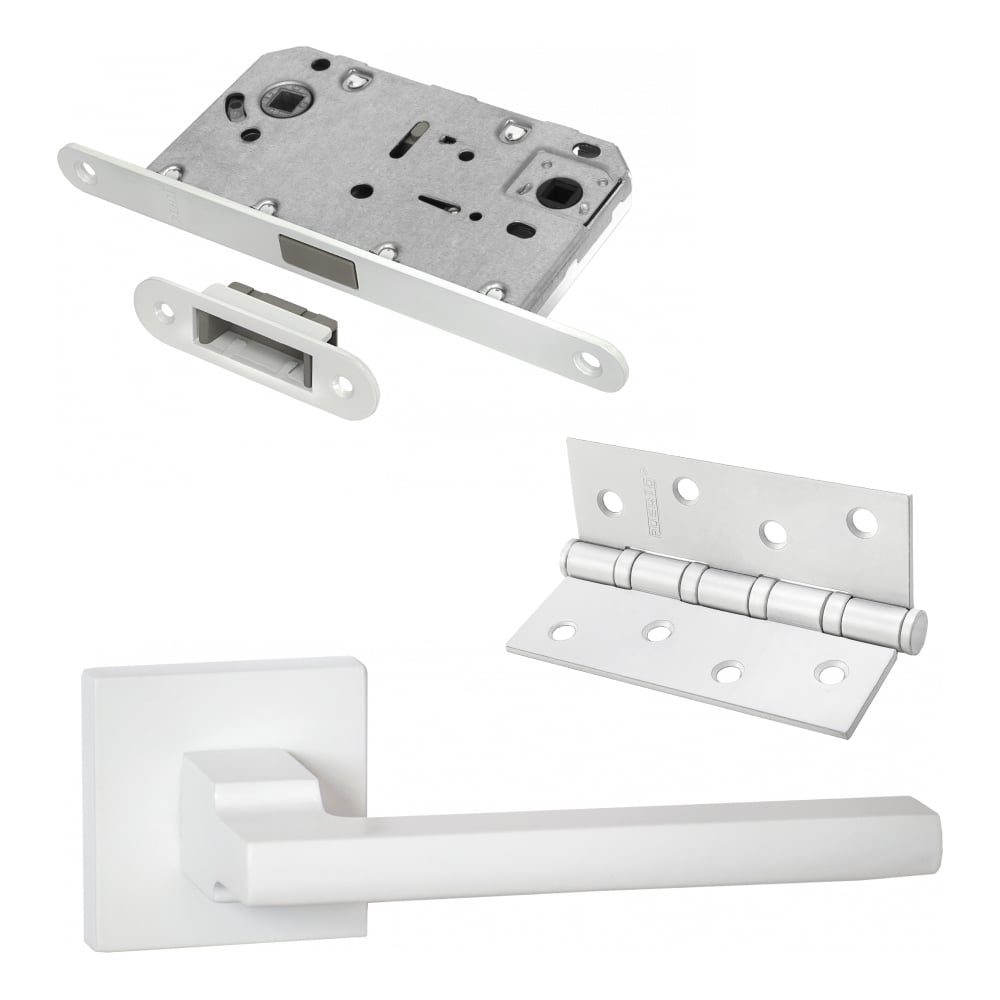 Изображение товара Комплект для межкомнатной двери PAULINIDOR ручки 514-03 с защелкой и петлями