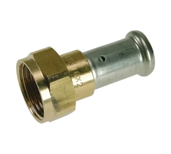 Изображение товара Муфта-пресс HENCO накидная гайка, плоское уплотнение, латунь, 16x1/2, 26P-16Z04