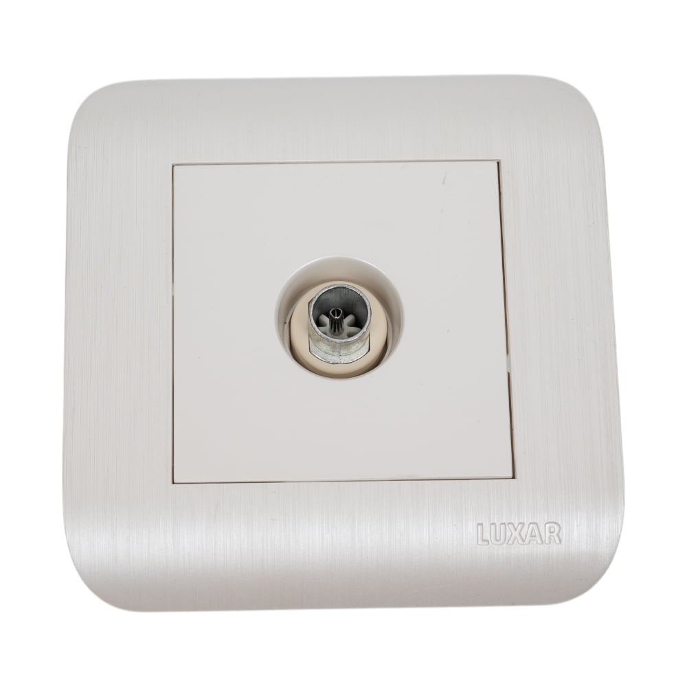 Изображение товара Розетка TV оконечная встраиваемая белая с рифленой рамкой LUXAR Deco