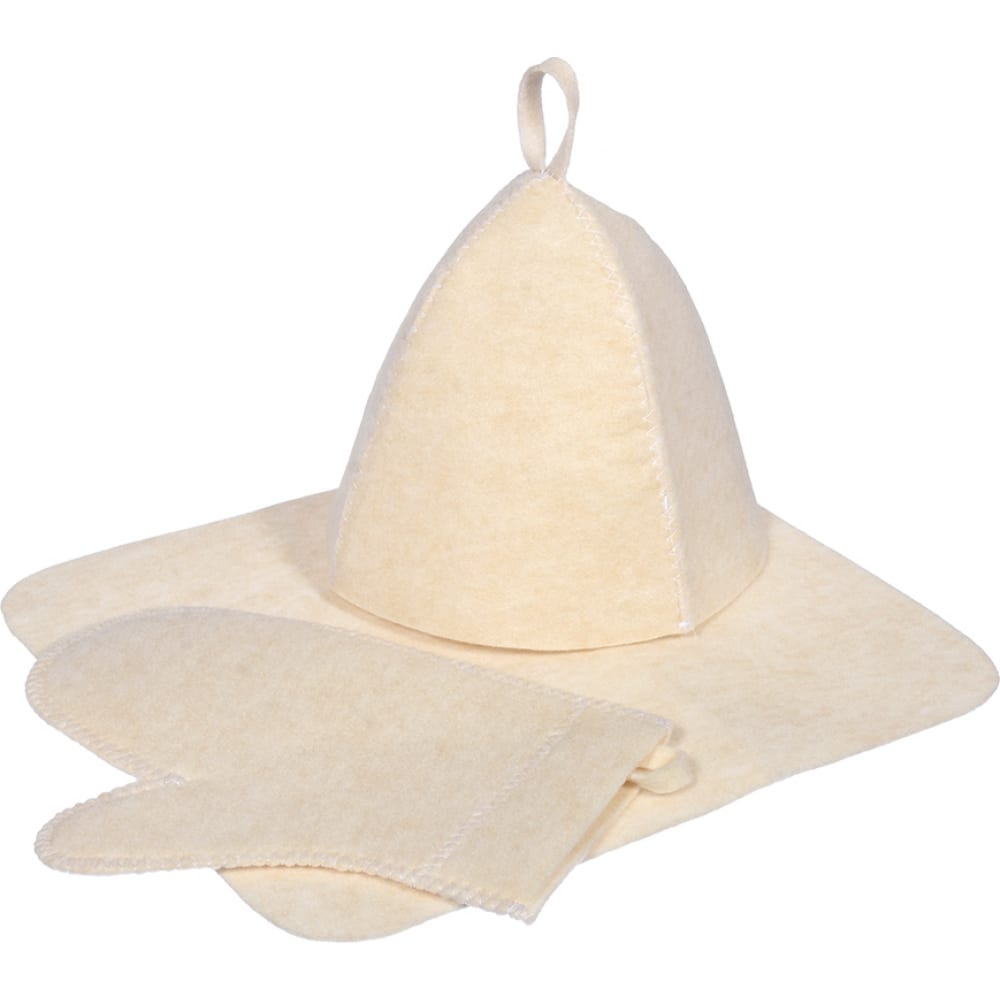 фото Набор из трех предметов hot pot шапка, коврик, рукавица, белый 41218