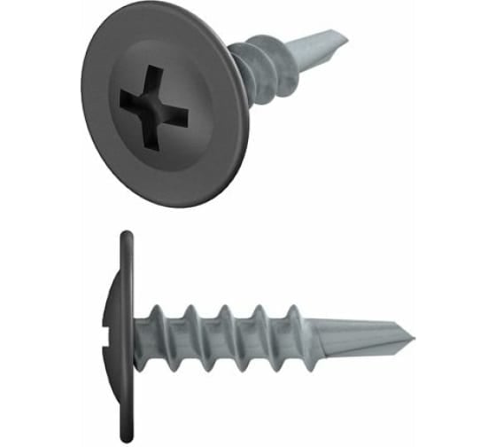 Изображение товара Саморез STARFIX 4.2x16 мм, с прессшайбой, цинк, со сверлом, RAL 7024, 14000 шт. в коробе SM-18700-14000