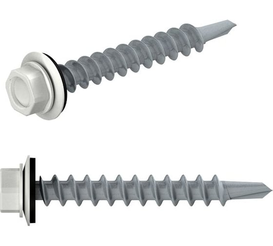 Изображение товара Кровельный саморез STARFIX 4.8x70 мм, цинк, шайба с прокладкой, PT1, RAL 9003, 2500 шт. в коробе SM-24848-2500