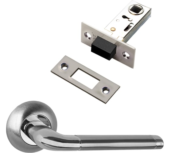 Изображение товара Комплект для межкомнатной двери PAULINIDOR ручки 503-08, защелка магнитная 5-50, никель матовый 503-085-50SN