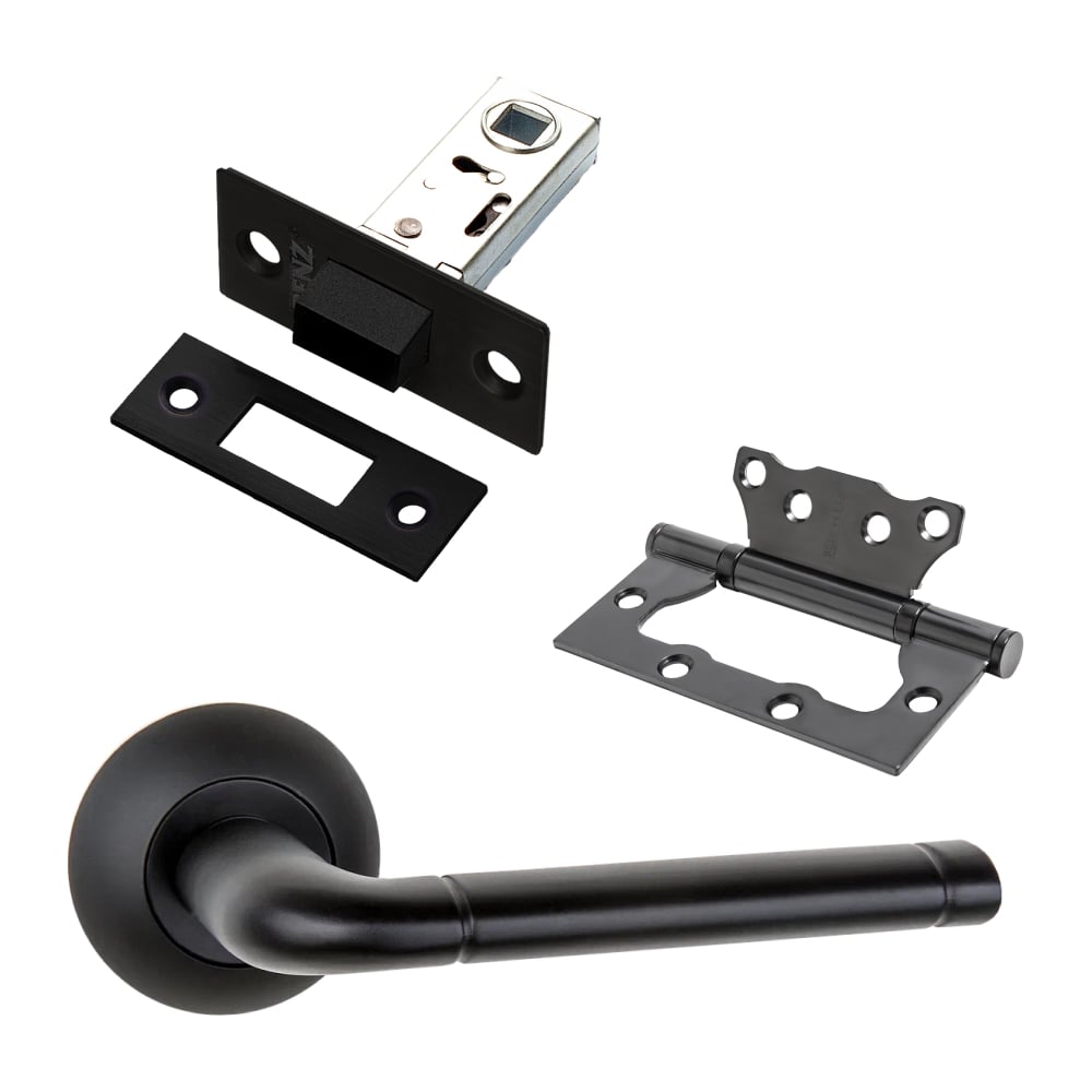 Изображение товара Комплект для межкомнатной двери PAULINIDOR ручки 503-08 магнитная защелка петли черный