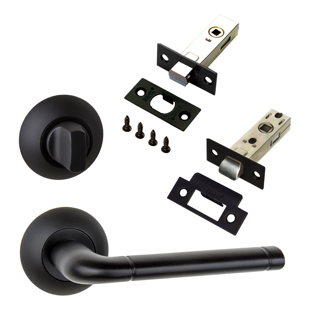 Изображение товара Комплект для межкомнатной двери PAULINIDOR ручки 503-08 защелка завертка задвижка черный