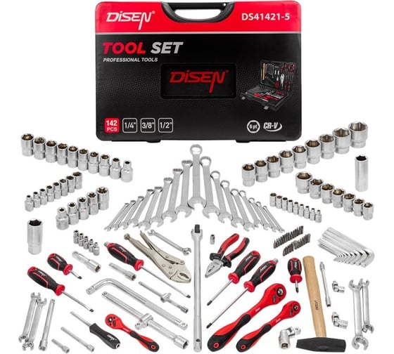 Изображение товара Набор инструментов в пластиковом кейсе Disen (142 предмета) DS41421-5(57319)
