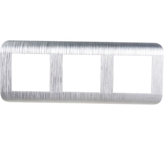 Изображение товара Горизонтальная рамка LUXAR Deco на 3 поста серебро рифленая 4606400620723