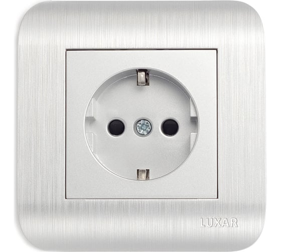 Изображение товара Розетка LUXAR Deco с/у с з/к серебро с рифленой рамкой, 250В 16А 4606400620310