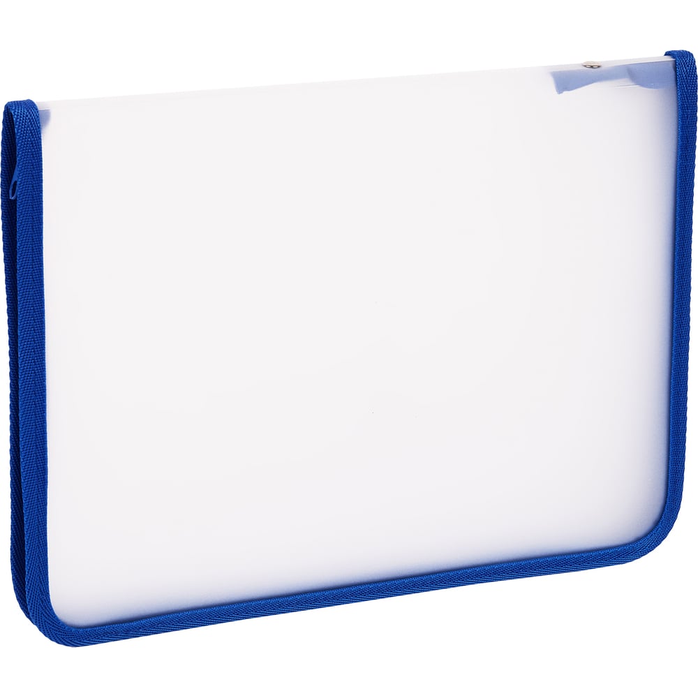 Изображение товара Папка на молнии СТАММ А4 500 мкм пластик прозрачная с синей молнией