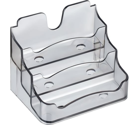 Изображение товара Настольная подставка для визиток СТАММ 70х102 мм, 3 отделения, тонированная ВТ12