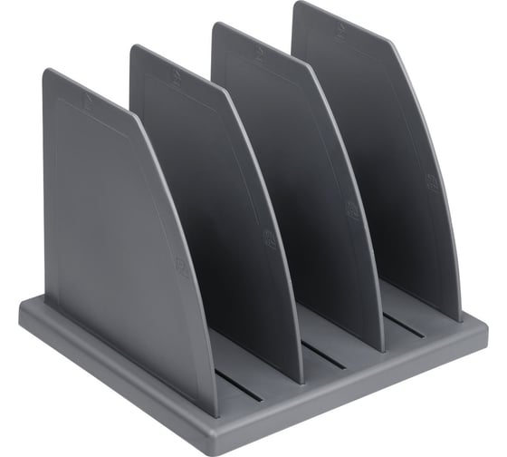 Изображение товара Подставка для журналов и бумаг СТАММ сборная, 3 отделения, серая ПБ-30439