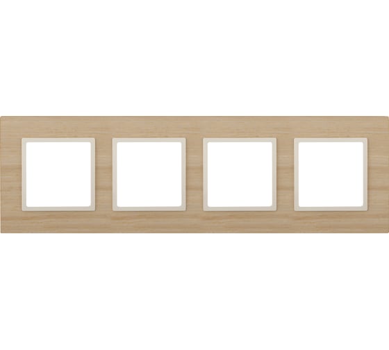 Изображение товара Рамка ЭРА 14530405 Elegance на 4 поста, дерево, клен+слоновая кость Б0034588