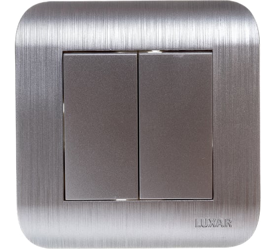 Изображение товара Выключатель LUXAR Deco с/у 2 клавиши, серебро с рифленой рамкой, 250В 10А 4606400620235