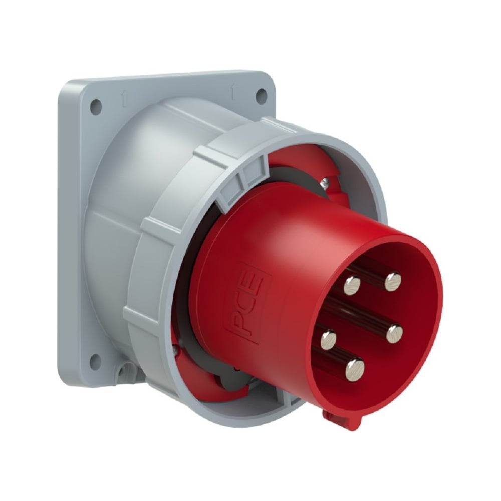 Изображение товара Встраиваемая наклонная вилка PCE 63a/400v/3p+n+e/ip67, фланец 100x112 735-6