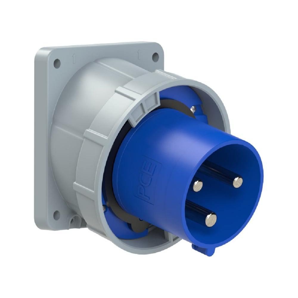 Изображение товара Встраиваемая наклонная вилка PCE 125a/230v/1p+n+e/ip67, фланец 120x130 743-6