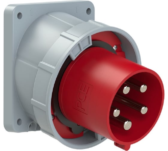Изображение товара Встраиваемая наклонная вилка PCE125a/400v/3p+n+e/ip67, фланец 120x130 745-6